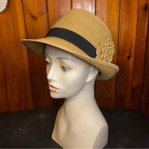 World Market Fedora Hat With Flower